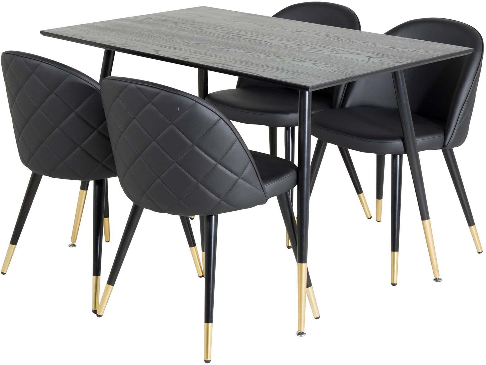 Stilvolles Dipp Esszimmerset 120cm mit 4 luxuriösen Samtstühlen für ein modernes und einladendes Esszimmer.