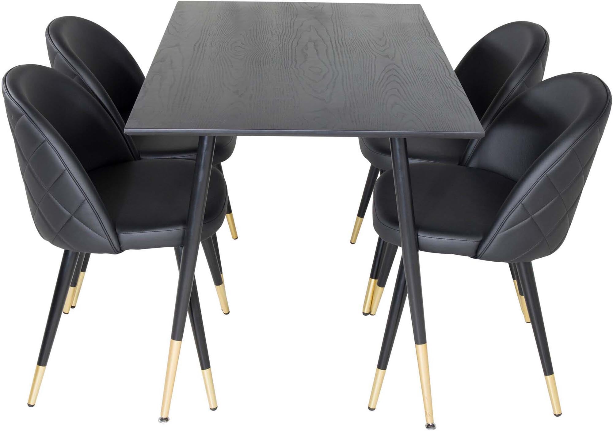 Dipp Esszimmerset + Velvet 120cm/4St. in Schwarz / Gold präsentiert im Onlineshop von KAQTU Design AG. Esszimmerset ist von Venture Home