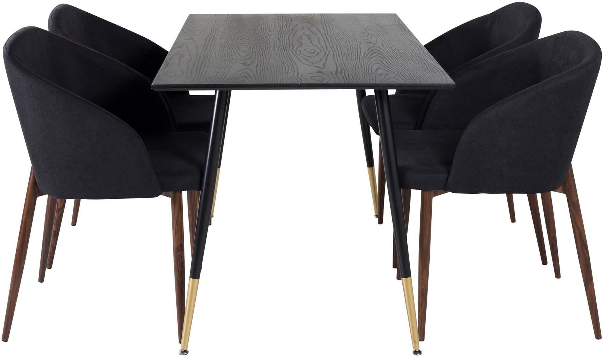 Dipp Esszimmerset + Arch 120cm/4St. in Schwarz, Natur präsentiert im Onlineshop von KAQTU Design AG. Esszimmerset ist von Venture Home