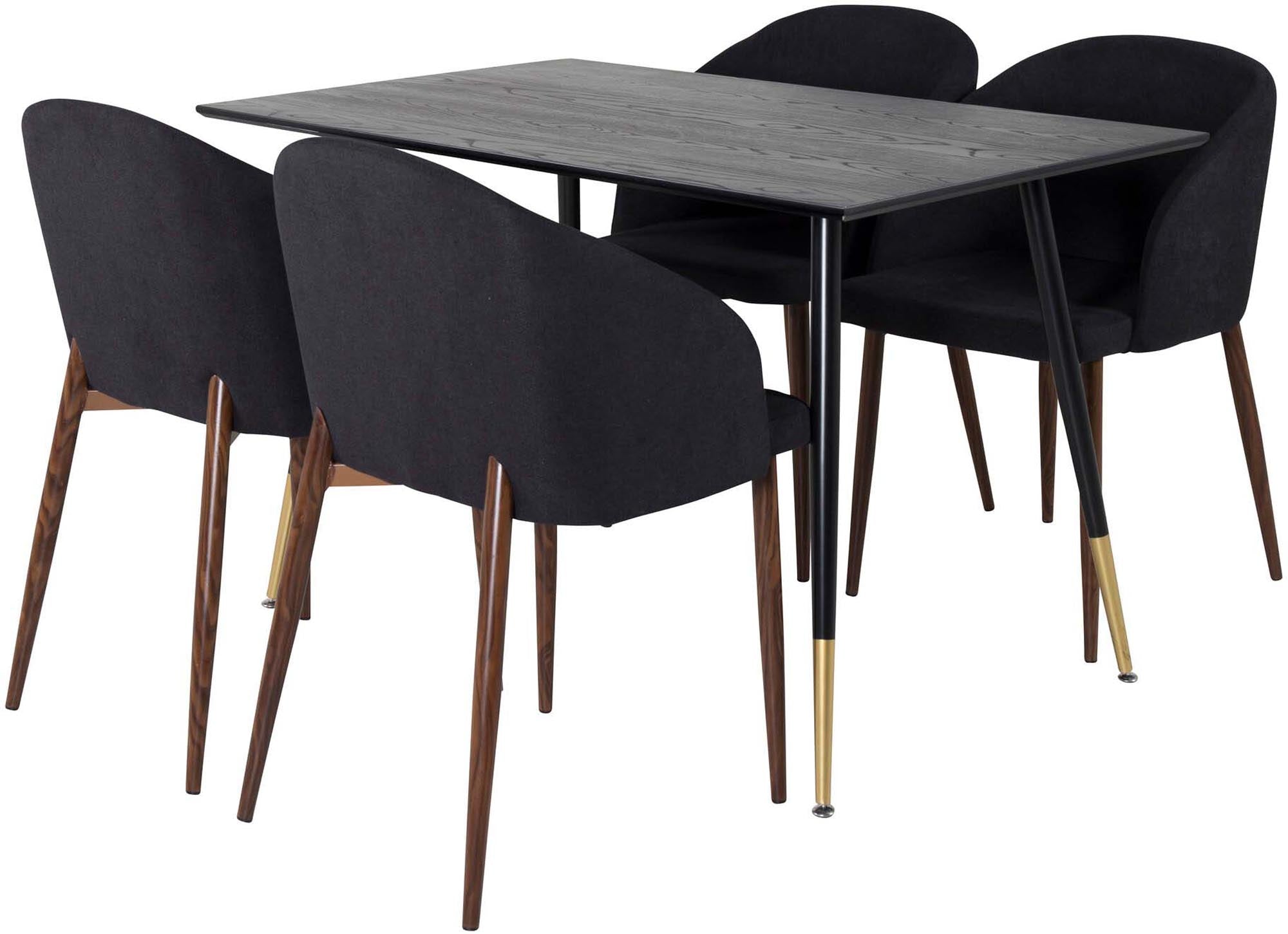 Elegantes Dipp Esszimmerset von Venture Home: 120 cm Tisch und 4 komfortable Stühle, ideal für gesellige Mahlzeiten und festliche Anlässe.