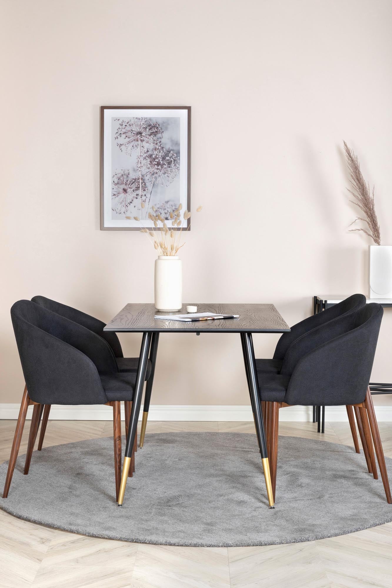 Dipp Esszimmerset + Arch 120cm/4St. in Schwarz, Natur präsentiert im Onlineshop von KAQTU Design AG. Esszimmerset ist von Venture Home