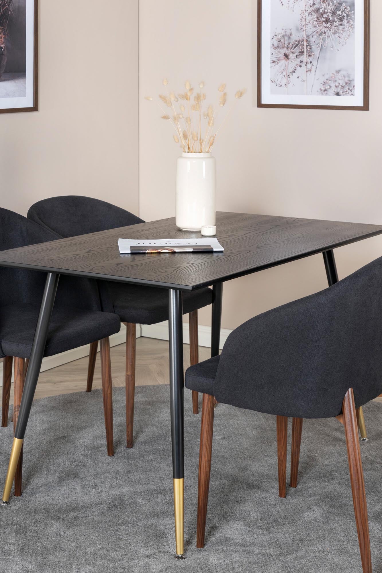 Dipp Esszimmerset + Arch 120cm/4St. in Schwarz, Natur präsentiert im Onlineshop von KAQTU Design AG. Esszimmerset ist von Venture Home