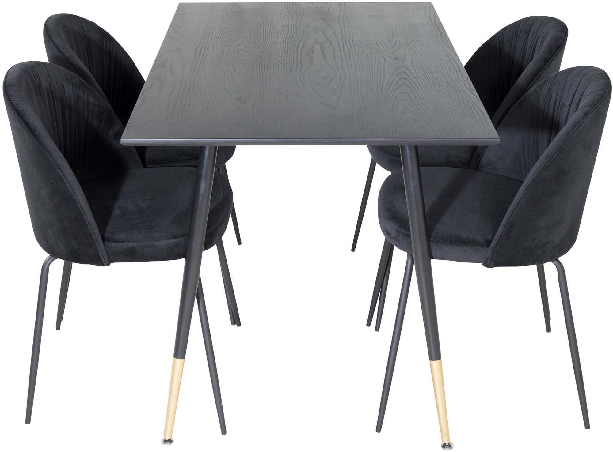 Dipp Esszimmerset + Wrinkles 120cm/4St. in Schwarz präsentiert im Onlineshop von KAQTU Design AG. Esszimmerset ist von Venture Home
