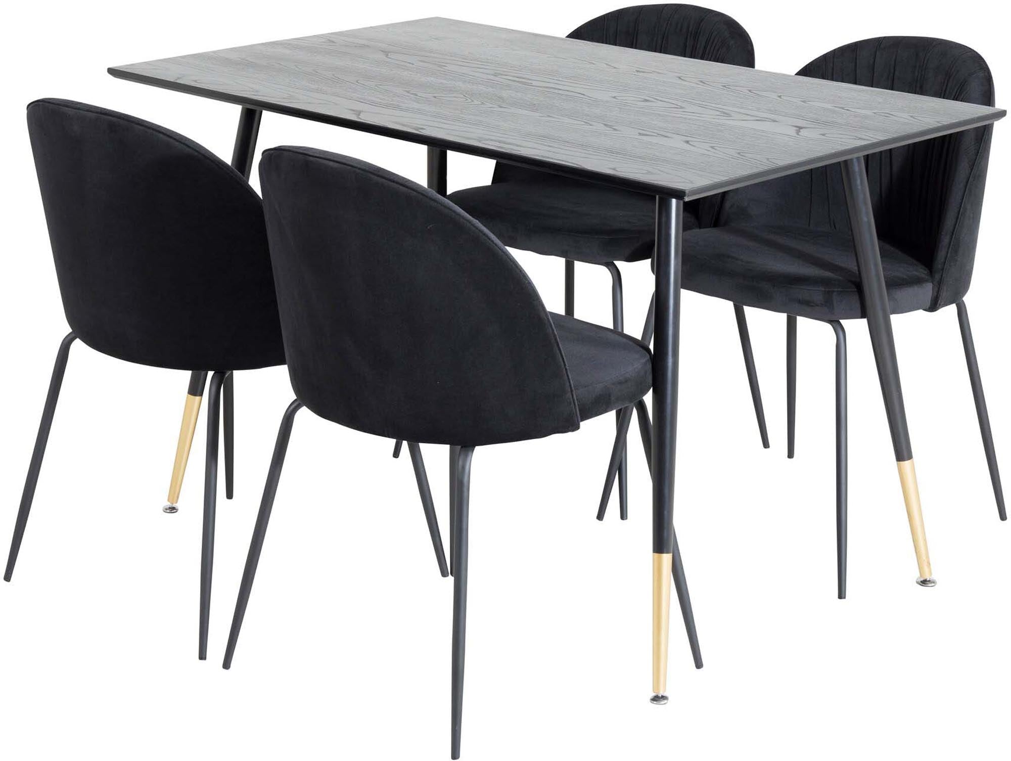 Elegantes Dipp Esszimmerset 120cm mit 4 Samtstühlen Wrinkles von Venture Home – ideal für gesellige Abende und modernes Wohndesign.