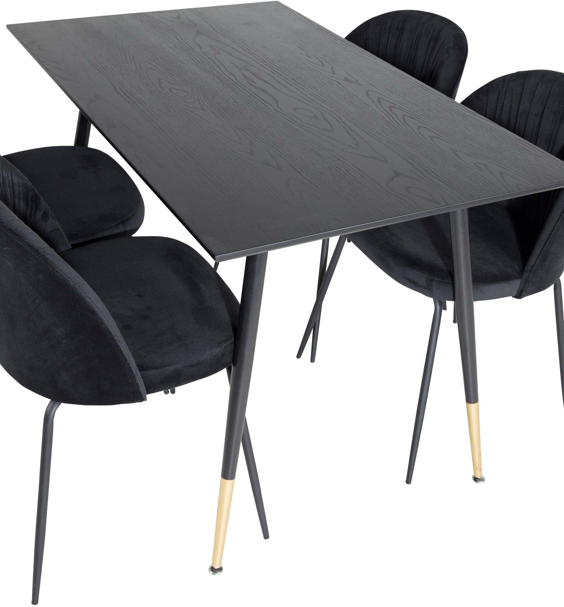 Dipp Esszimmerset + Wrinkles 120cm/4St. in Schwarz präsentiert im Onlineshop von KAQTU Design AG. Esszimmerset ist von Venture Home
