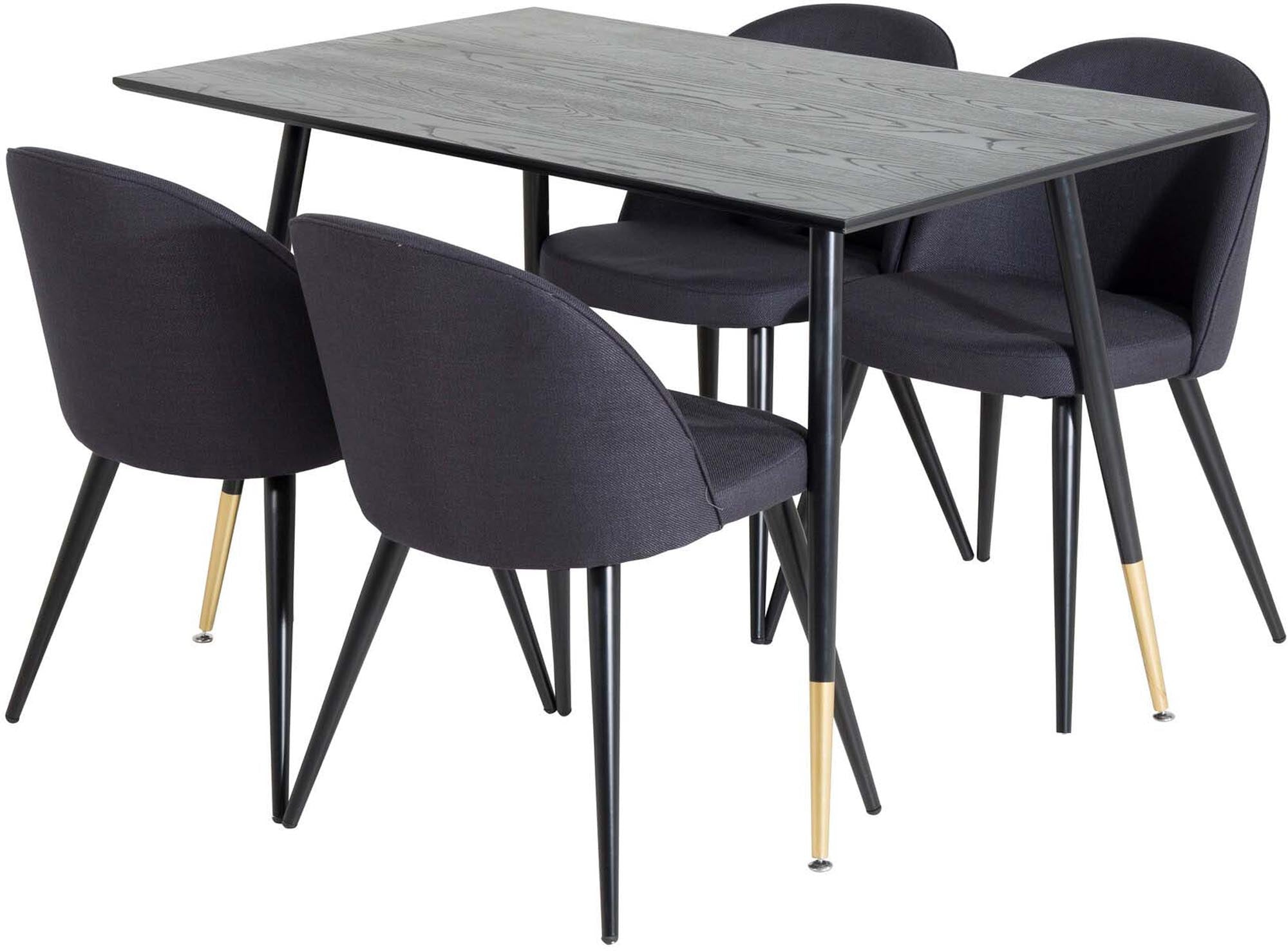 Dipp Esszimmerset + Velvet 120cm/4St. in Schwarz präsentiert im Onlineshop von KAQTU Design AG. Esszimmerset ist von Venture Home