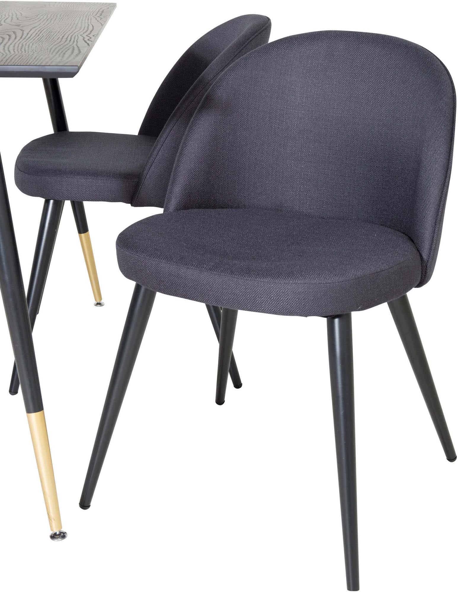 Elegantes Dipp Esszimmerset 120cm mit 4 samtigen Stühlen von Venture.