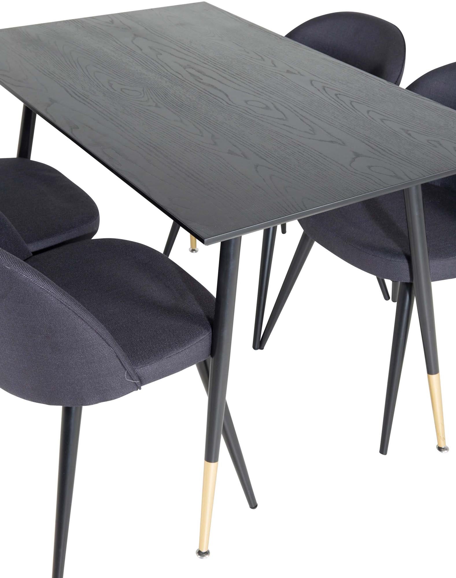 Modernes Dipp Esszimmerset 120cm mit 4 luxuriösen Samtstühlen.