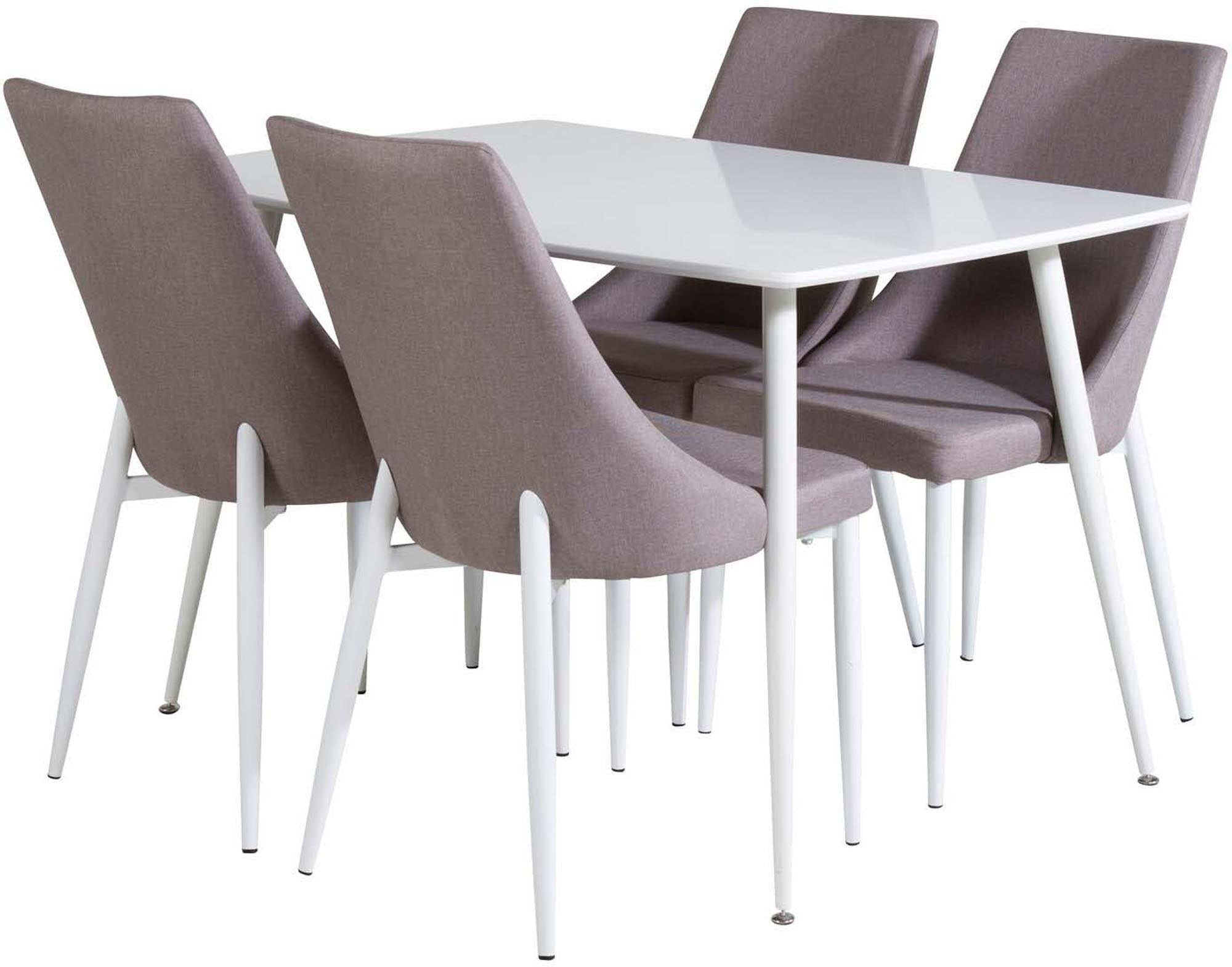 Entdecken Sie das stilvolle Esszimmerset Polar von Venture Home: 120 cm Tisch und 4 elegante Leone Stühle für Komfort und Funktionalität.