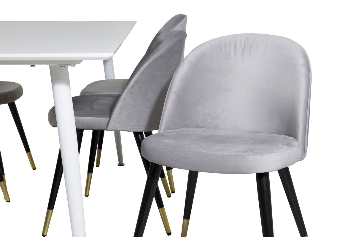 Polar Esszimmerset + Velvet 180cm/6St. in Weiss / Schwarzgrau / Gold präsentiert im Onlineshop von KAQTU Design AG. Esszimmerset ist von Venture Home