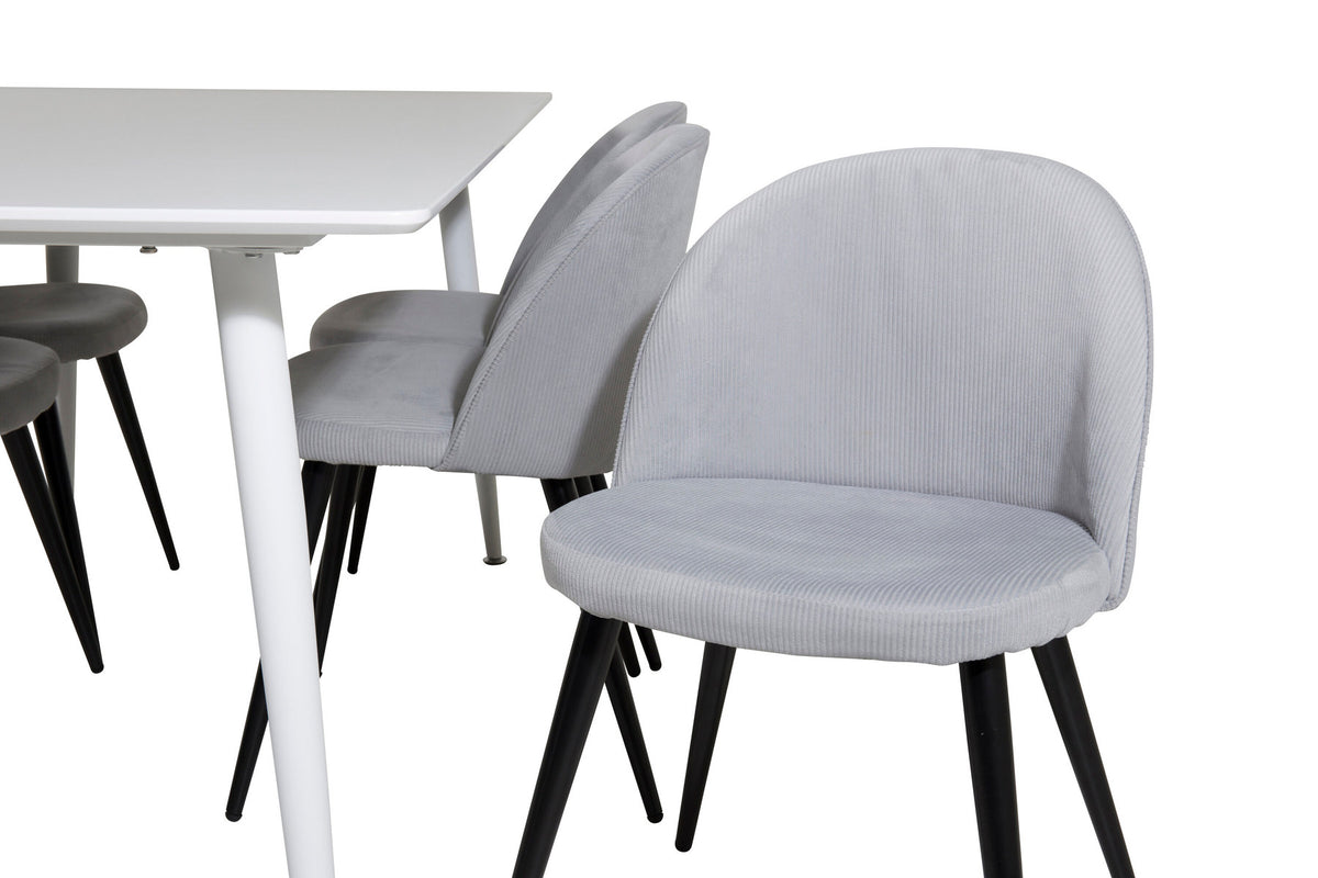 Polar Esszimmerset + Velvet 180cm/6St. in Weiss / Schwarzgrau präsentiert im Onlineshop von KAQTU Design AG. Esszimmerset ist von Venture Home