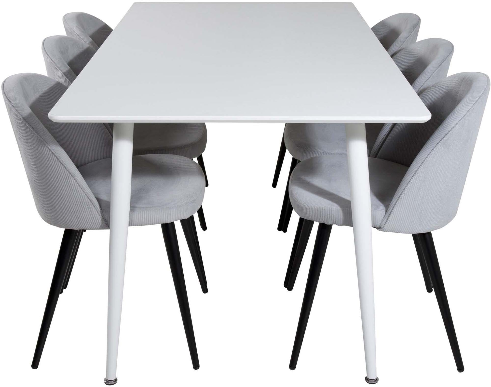 Polar Esszimmerset + Velvet 180cm/6St. in Weiss / Schwarzgrau präsentiert im Onlineshop von KAQTU Design AG. Esszimmerset ist von Venture Home