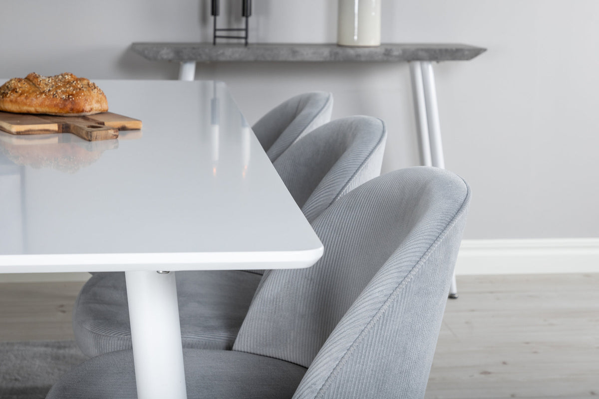 Polar Esszimmerset + Velvet 180cm/6St. in Weiss / Schwarzgrau präsentiert im Onlineshop von KAQTU Design AG. Esszimmerset ist von Venture Home