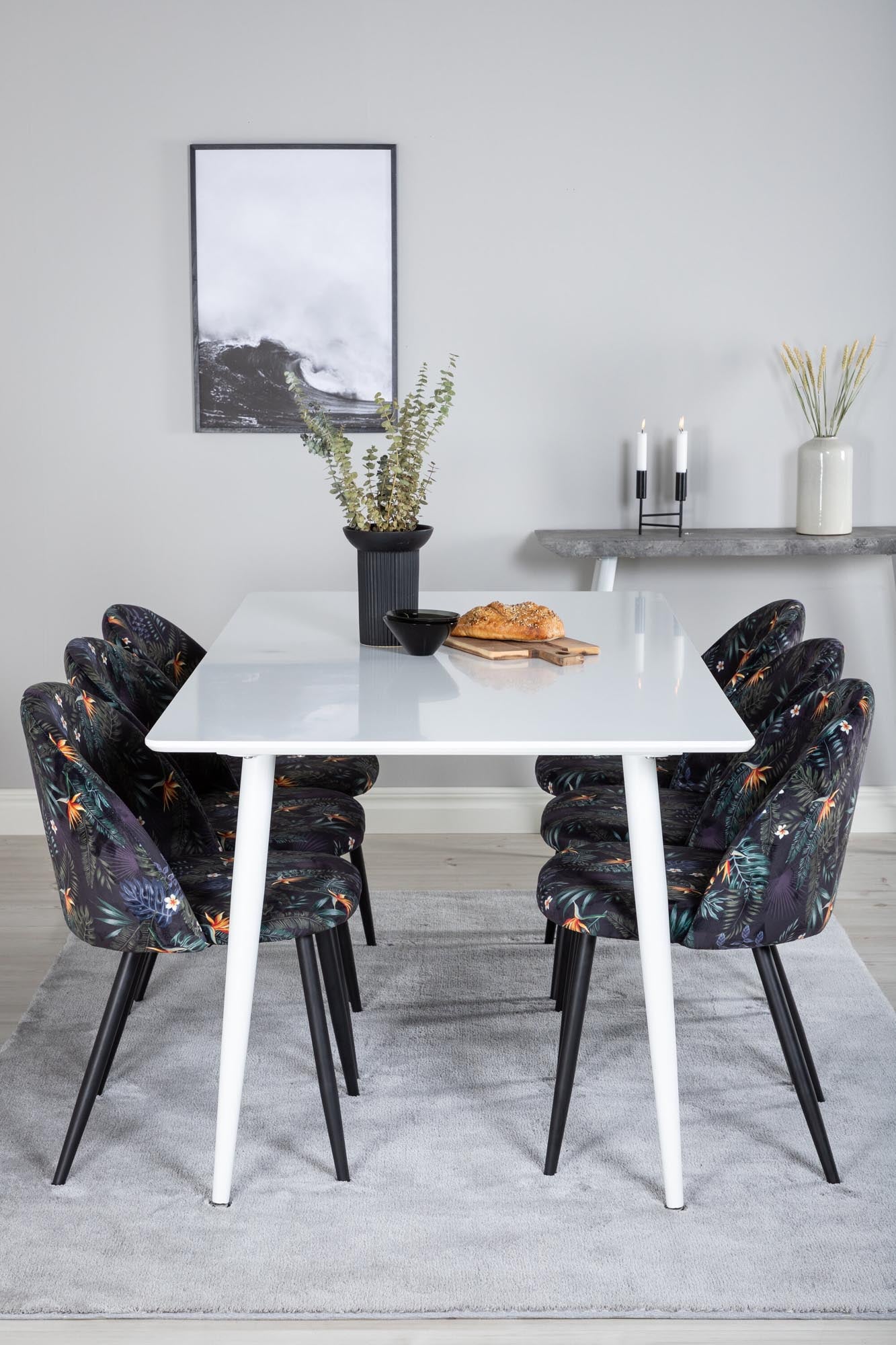 Polar Esszimmerset + Velvet 180cm/6St. in Weiss / Multicolor / Schwarz präsentiert im Onlineshop von KAQTU Design AG. Esszimmerset ist von Venture Home