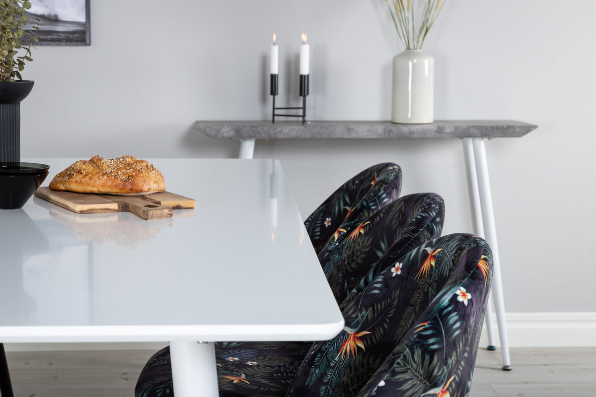 Polar Esszimmerset + Velvet 180cm/6St. in Weiss / Multicolor / Schwarz präsentiert im Onlineshop von KAQTU Design AG. Esszimmerset ist von Venture Home