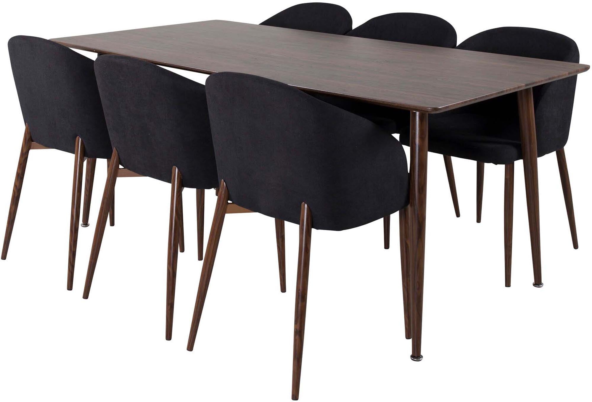 Polar Esszimmerset + Arch 180cm/6St. in Schwarz, Natur präsentiert im Onlineshop von KAQTU Design AG. Esszimmerset ist von Venture Home