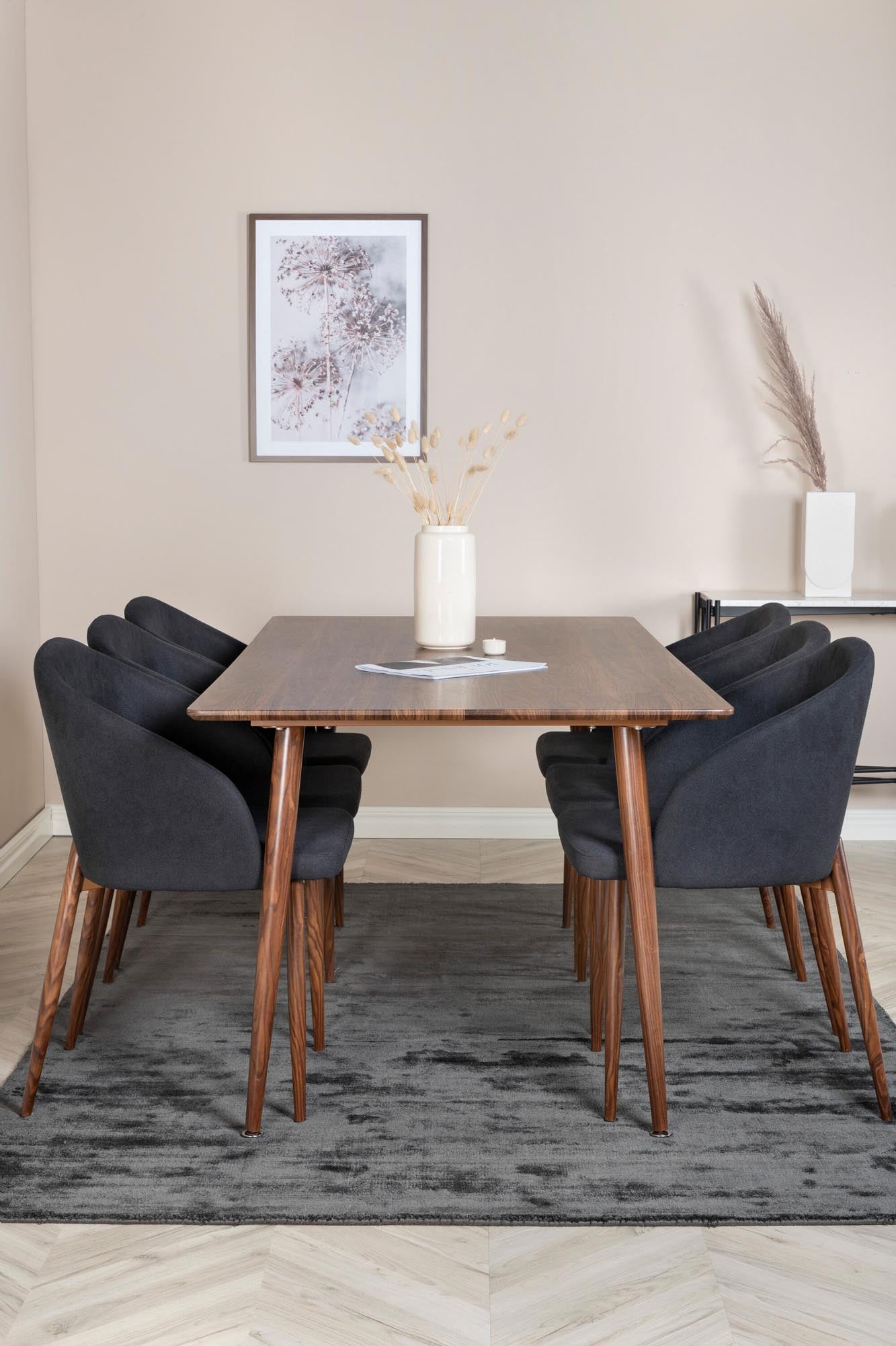 Polar Esszimmerset + Arch 180cm/6St. in Schwarz, Natur präsentiert im Onlineshop von KAQTU Design AG. Esszimmerset ist von Venture Home