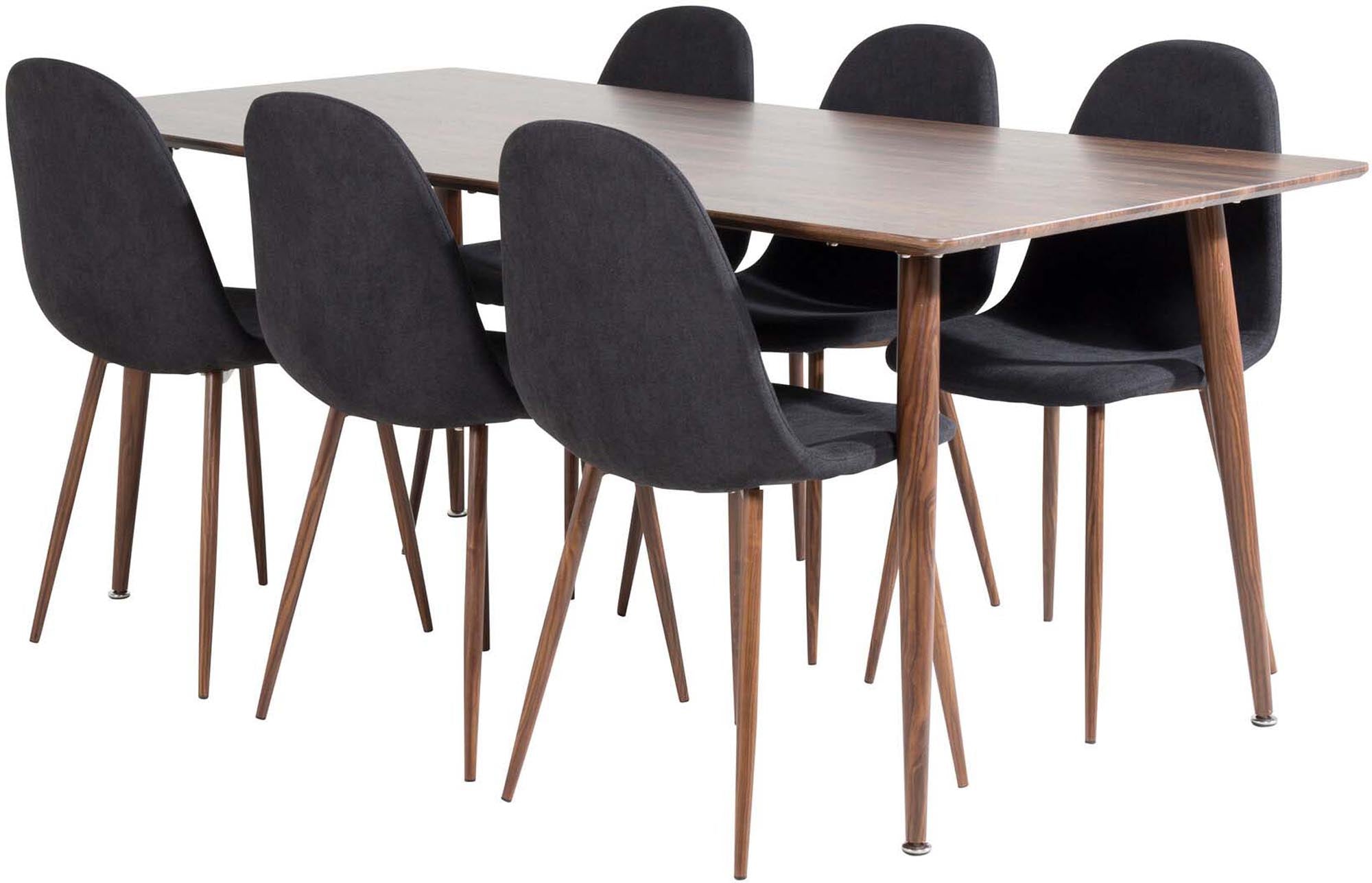 Polar Esszimmerset + Polar 180cm/6St. in Schwarz, Natur präsentiert im Onlineshop von KAQTU Design AG. Esszimmerset ist von Venture Home