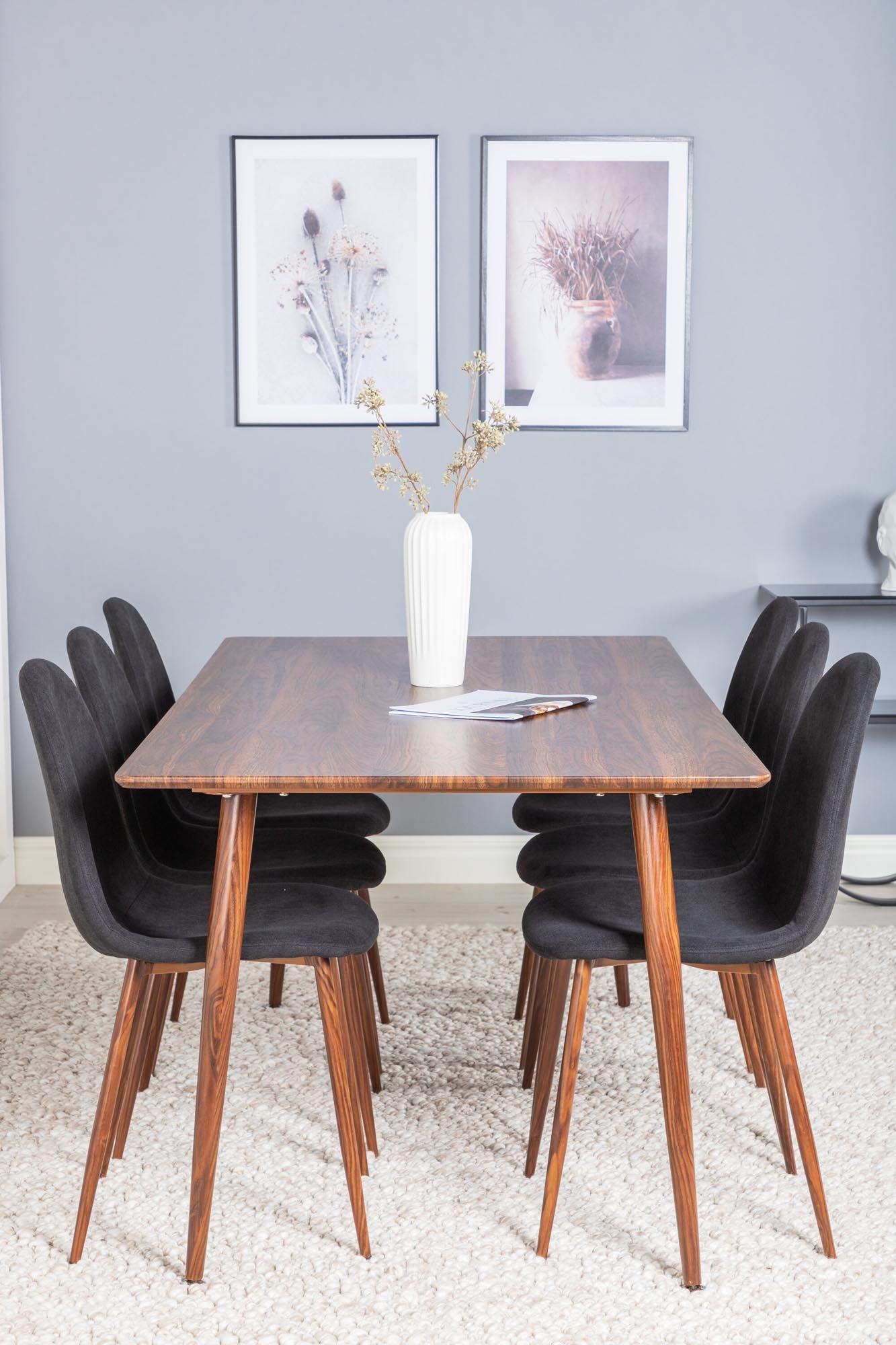 Polar Esszimmerset + Polar 180cm/6St. in Schwarz, Natur präsentiert im Onlineshop von KAQTU Design AG. Esszimmerset ist von Venture Home