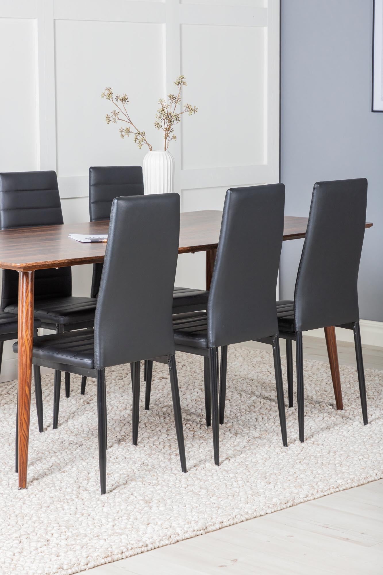 Polar Esszimmerset + Slim 180cm/6St. in Schwarz präsentiert im Onlineshop von KAQTU Design AG. Esszimmerset ist von Venture Home