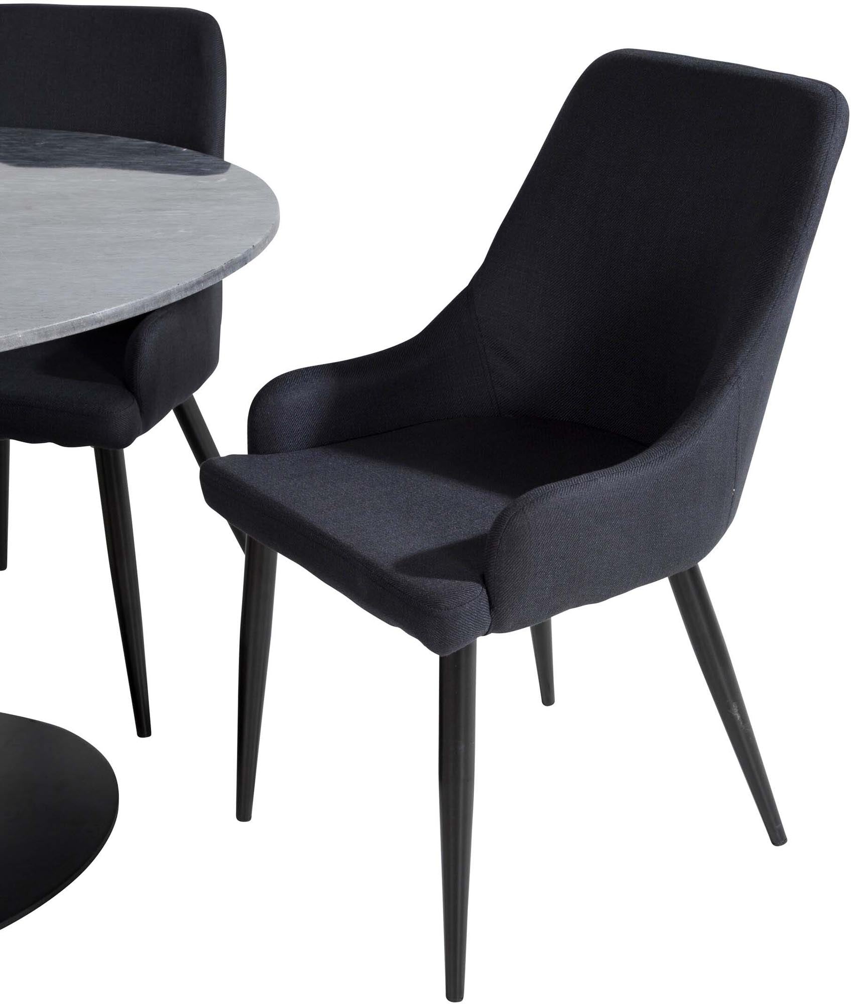 Entdecken Sie das Estelle Esszimmerset + Plaza von Venture Home: Eleganter Marmortisch für 4 Personen, ideal für gesellige Abende und moderne Wohnkonzepte.