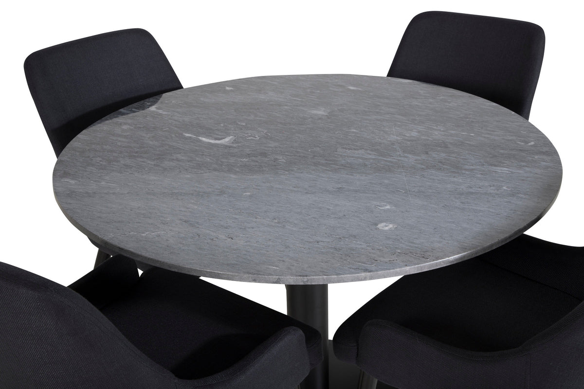 Estelle Esszimmerset + Plaza ⌀106cm/4St. in Schwarz präsentiert im Onlineshop von KAQTU Design AG. Esszimmerset ist von Venture Home