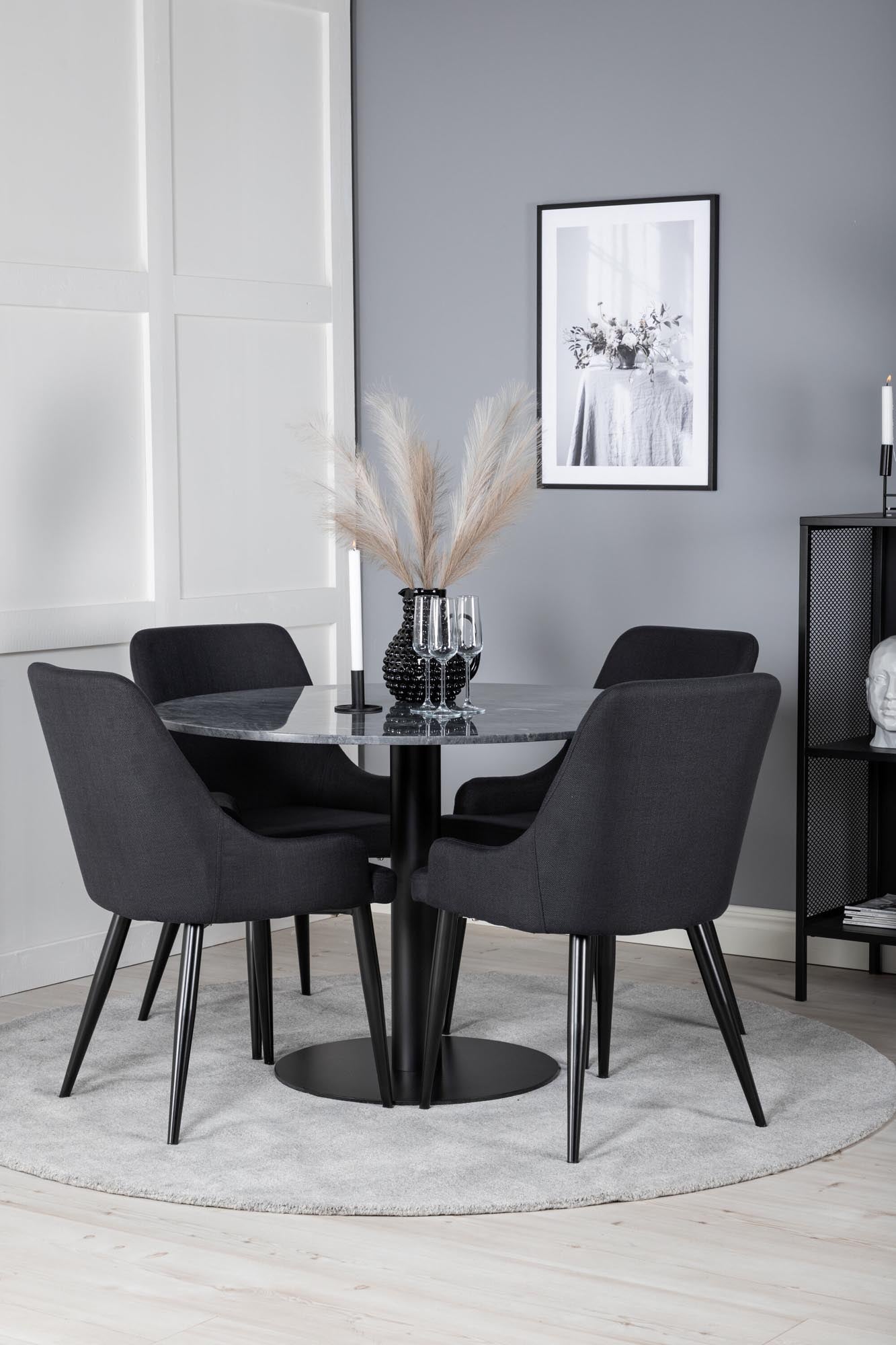 Estelle Esszimmerset + Plaza ⌀106cm/4St. in Schwarz präsentiert im Onlineshop von KAQTU Design AG. Esszimmerset ist von Venture Home