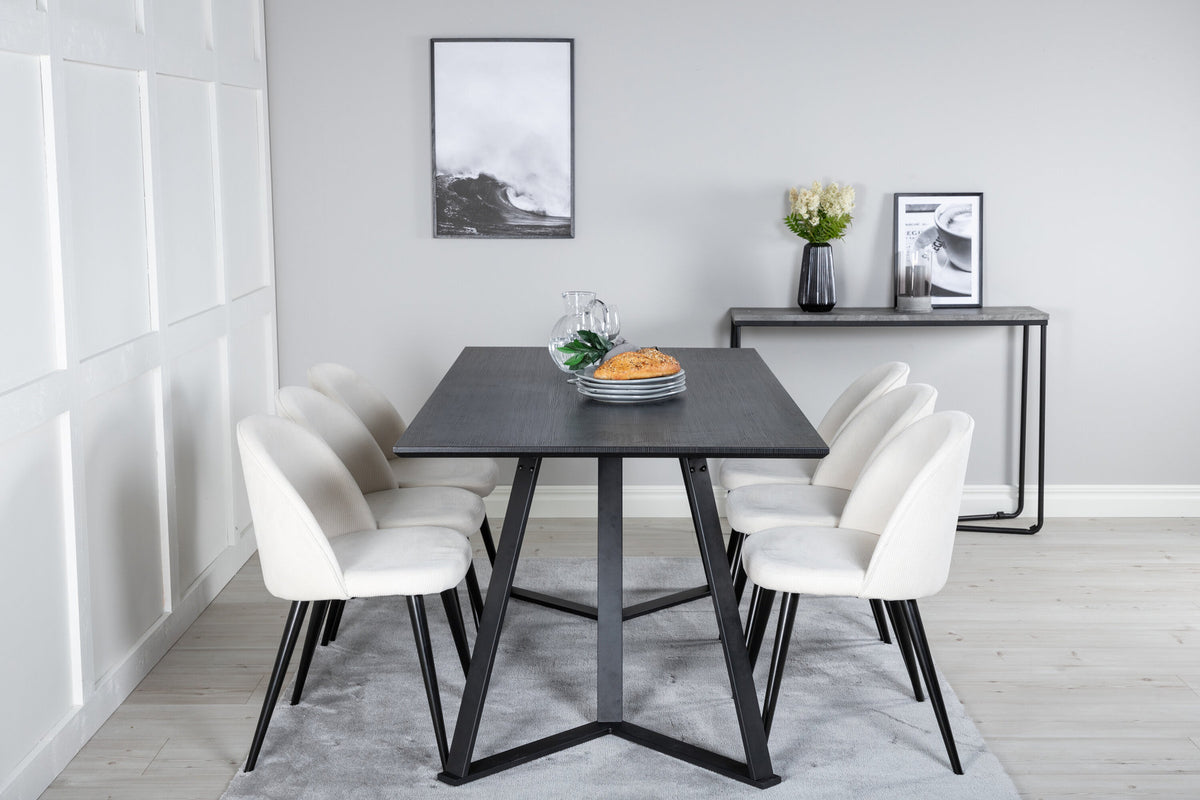 Marina Esszimmerset Velvet 180cm/6St. in Schwarz-Weiss präsentiert im Onlineshop von KAQTU Design AG. Esszimmerset ist von Venture Home