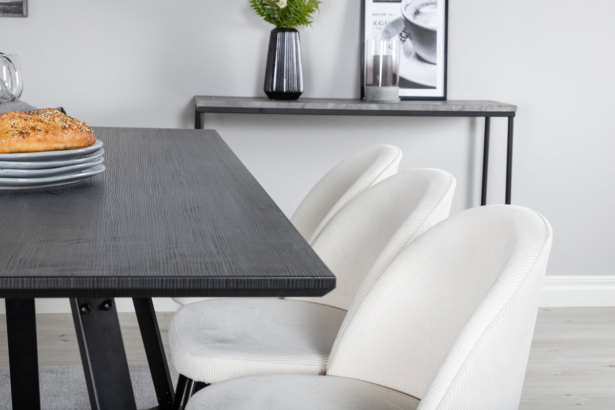 Marina Esszimmerset Velvet 180cm/6St. in Schwarz-Weiss präsentiert im Onlineshop von KAQTU Design AG. Esszimmerset ist von Venture Home