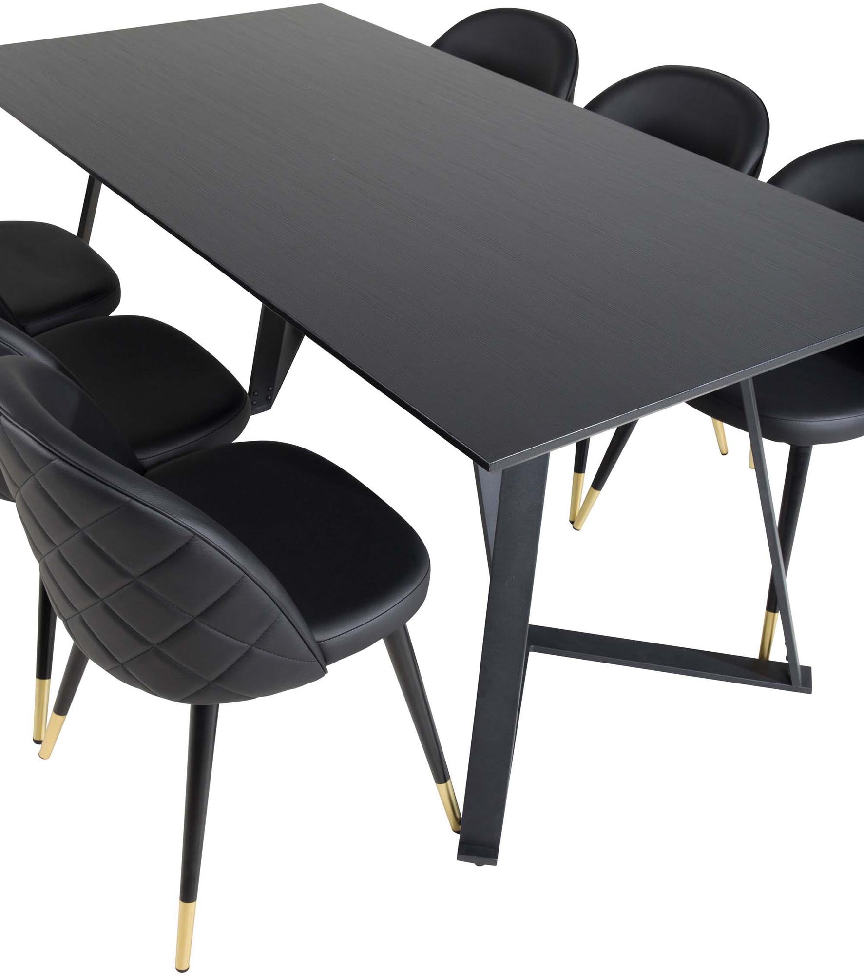 Entdecken Sie das Marina Esszimmerset Velvet 180cm/6St. von Venture Home – modernes Design, luxuriöse Stühle und einladende Atmosphäre für gesellige Runden.