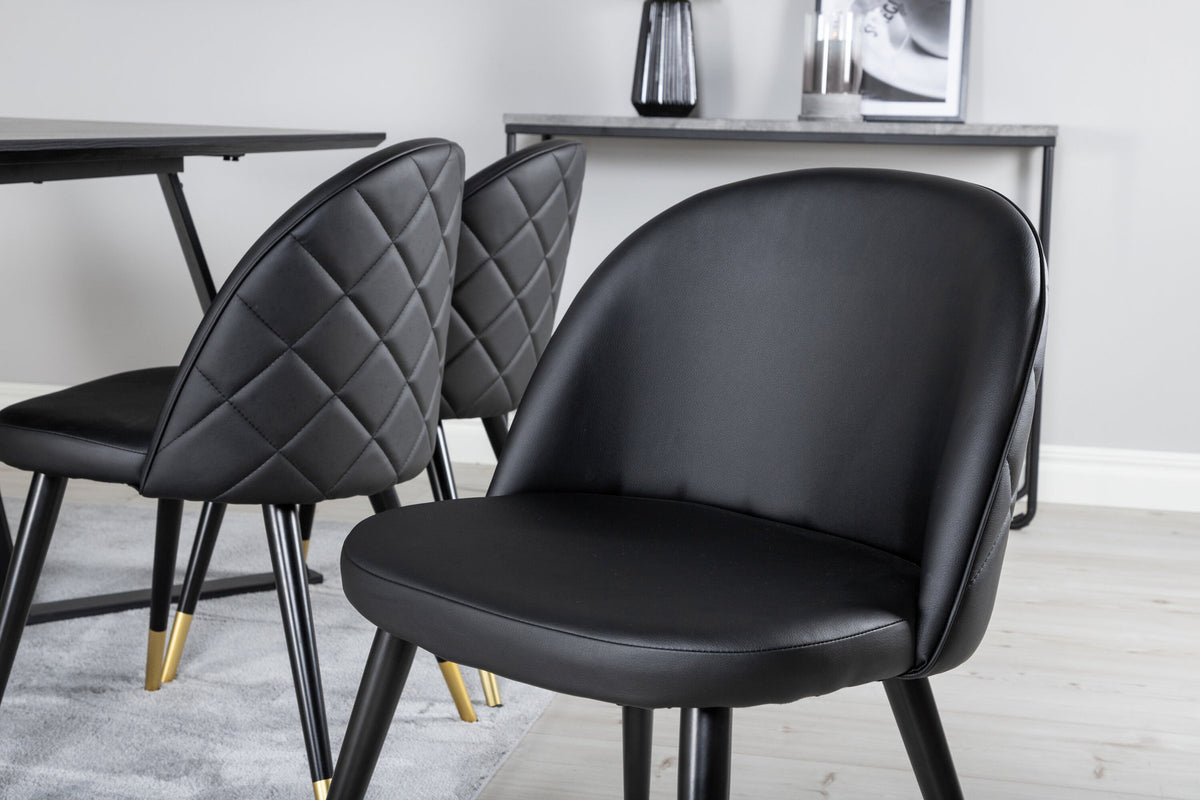 Marina Esszimmerset Velvet 180cm/6St. in Schwarz / Gold präsentiert im Onlineshop von KAQTU Design AG. Esszimmerset ist von Venture Home