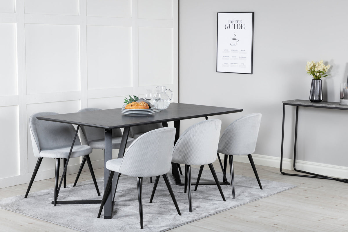 Marina Esszimmerset Velvet 180cm/6St. in Schwarz präsentiert im Onlineshop von KAQTU Design AG. Esszimmerset ist von Venture Home