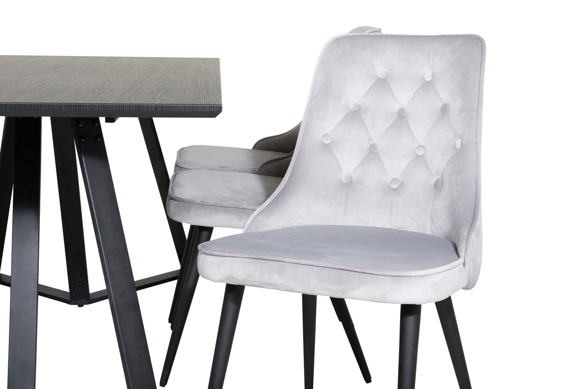 Marina Esszimmerset Velvet 180cm/6St. in Schwarz / Hellgrau präsentiert im Onlineshop von KAQTU Design AG. Esszimmerset ist von Venture Home