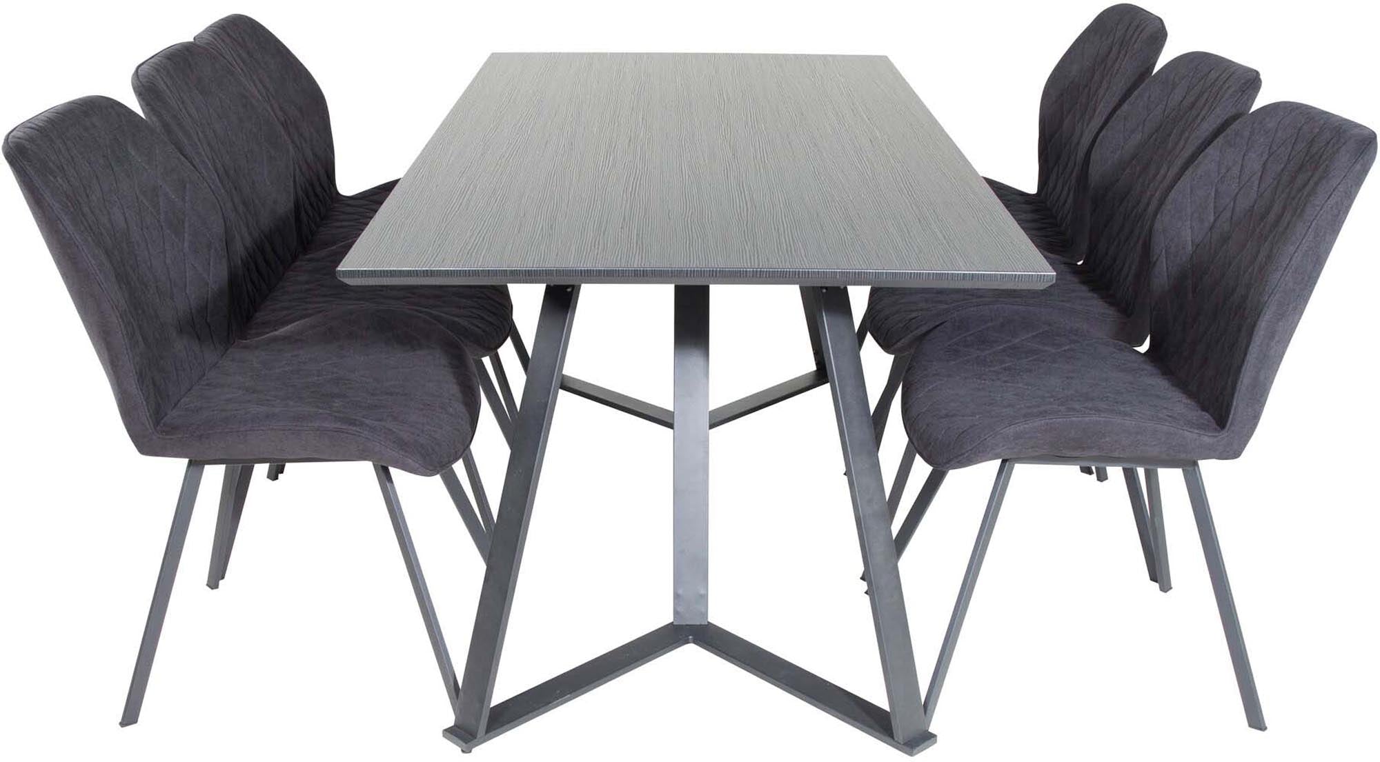 Marina Esszimmerset Gemma 180cm/6St. in Schwarz präsentiert im Onlineshop von KAQTU Design AG. Esszimmerset ist von Venture Home