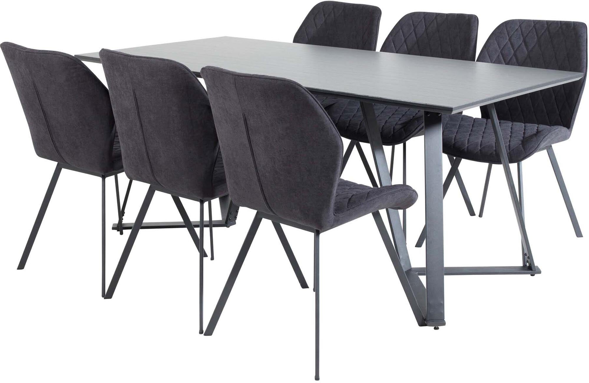 Marina Esszimmerset Gemma 180cm/6St. in Schwarz präsentiert im Onlineshop von KAQTU Design AG. Esszimmerset ist von Venture Home