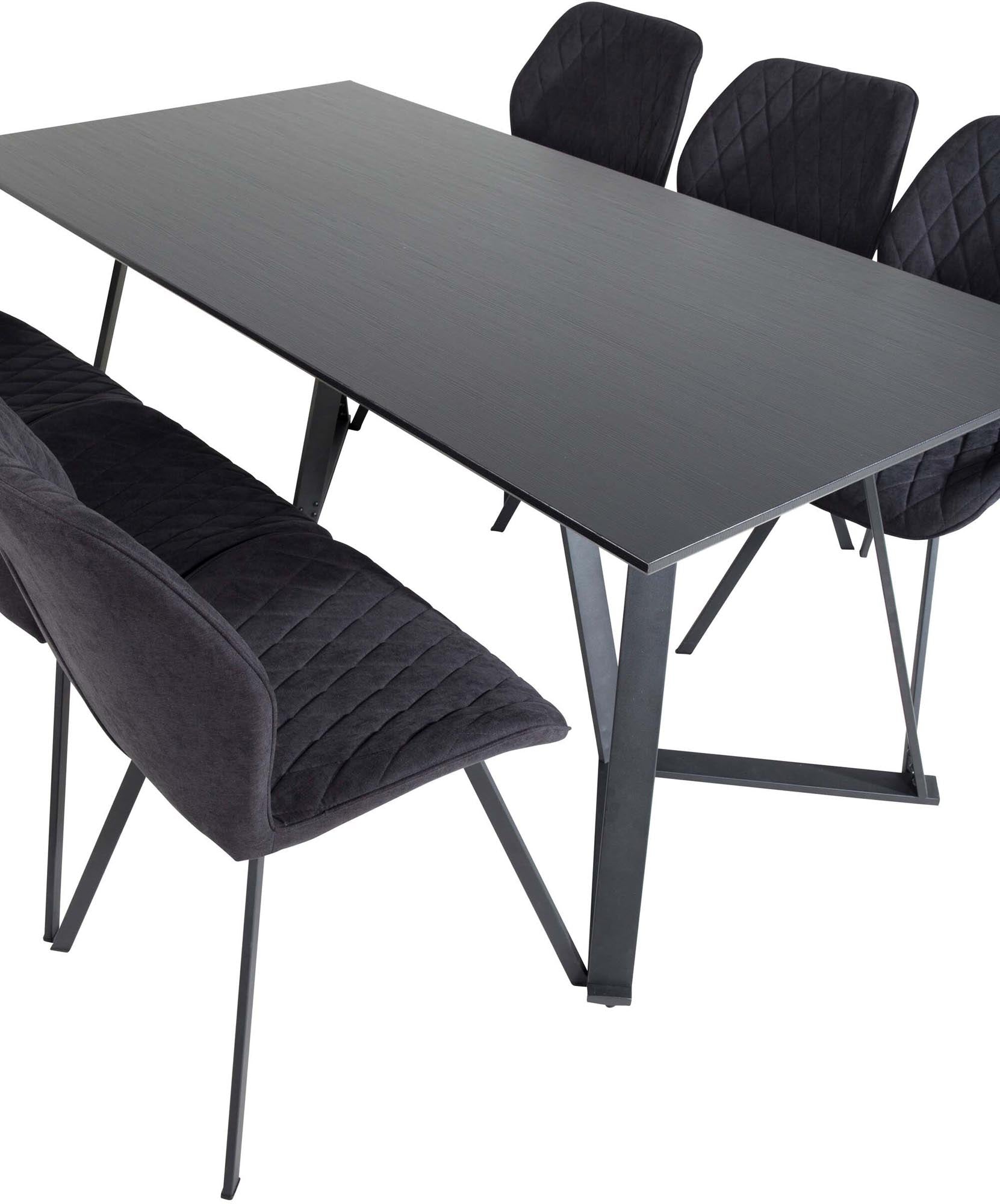 Marina Esszimmerset Gemma 180cm/6St. in Schwarz präsentiert im Onlineshop von KAQTU Design AG. Esszimmerset ist von Venture Home