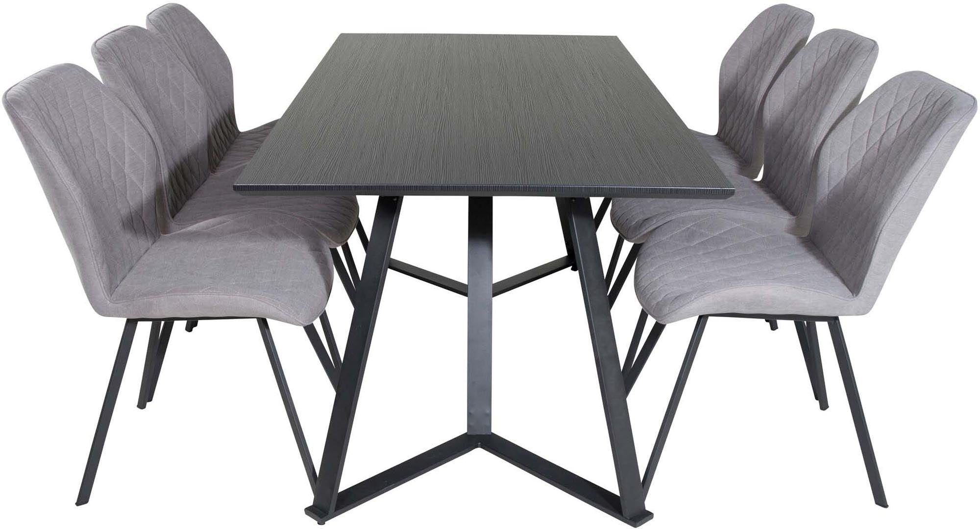 Marina Esszimmerset Gemma 180cm/6St. in Schwarz / Grau präsentiert im Onlineshop von KAQTU Design AG. Esszimmerset ist von Venture Home