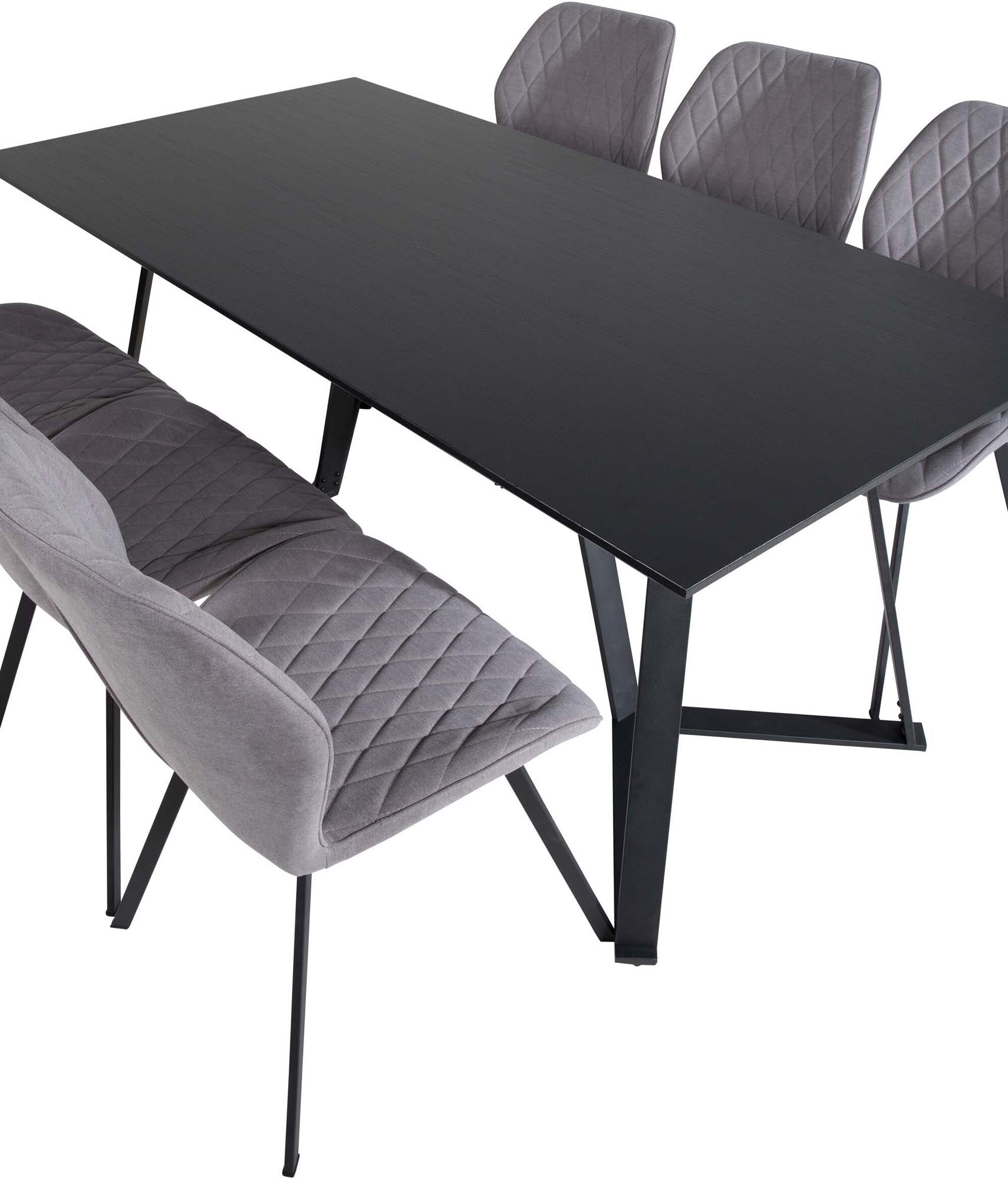 Marina Esszimmerset Gemma 180cm/6St. in Schwarz / Grau präsentiert im Onlineshop von KAQTU Design AG. Esszimmerset ist von Venture Home