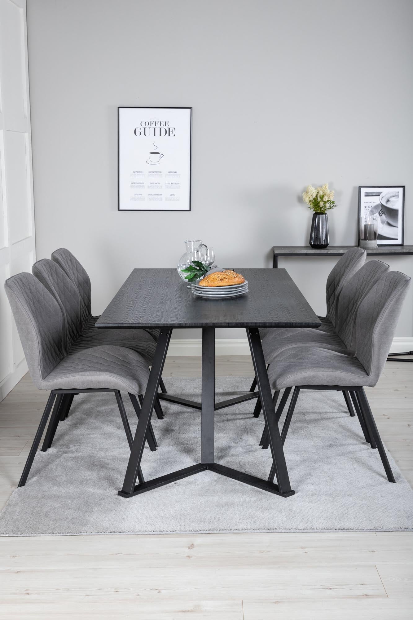 Marina Esszimmerset Gemma 180cm/6St. in Schwarz / Grau präsentiert im Onlineshop von KAQTU Design AG. Esszimmerset ist von Venture Home