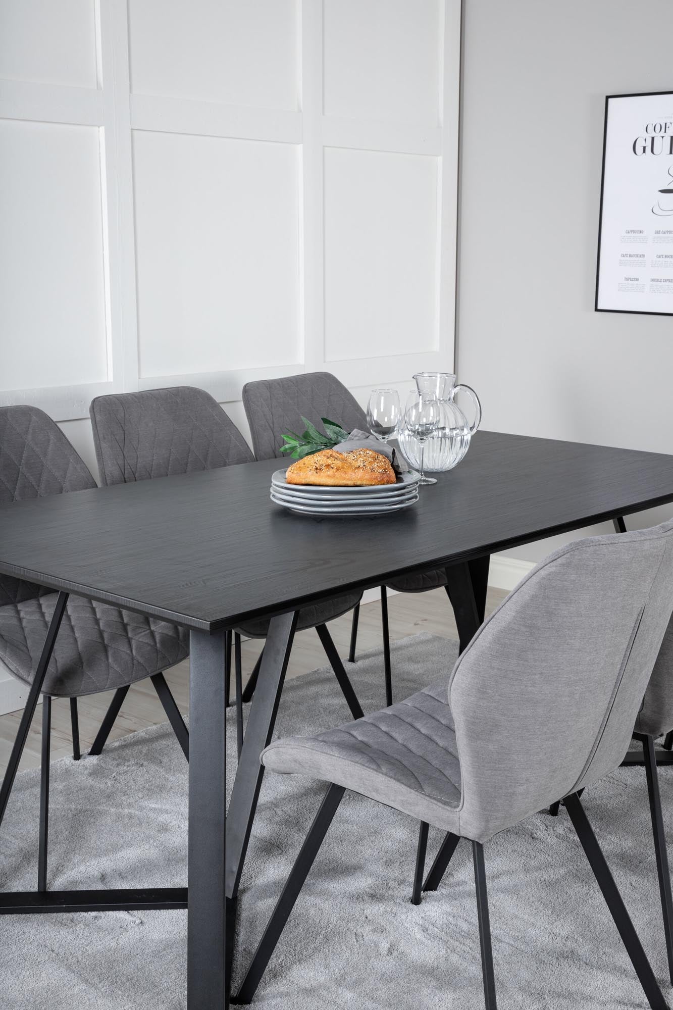 Marina Esszimmerset Gemma 180cm/6St. in Schwarz / Grau präsentiert im Onlineshop von KAQTU Design AG. Esszimmerset ist von Venture Home