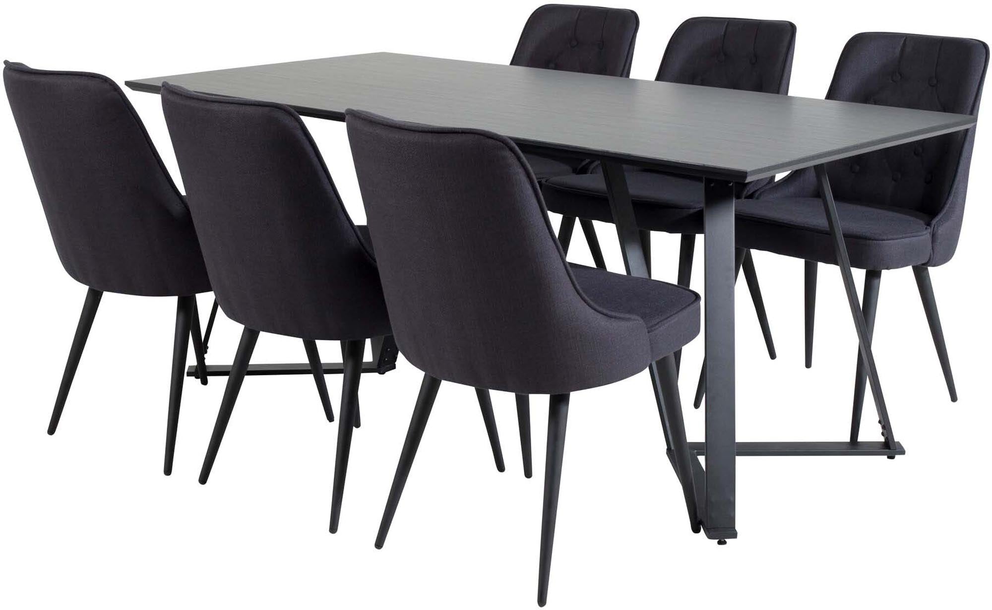 Marina Esszimmerset Velvet: Eleganz und Komfort für gesellige Abende. Ideal für bis zu 6 Personen, pflegeleichte Tischplatte und stilvolle Stühle.