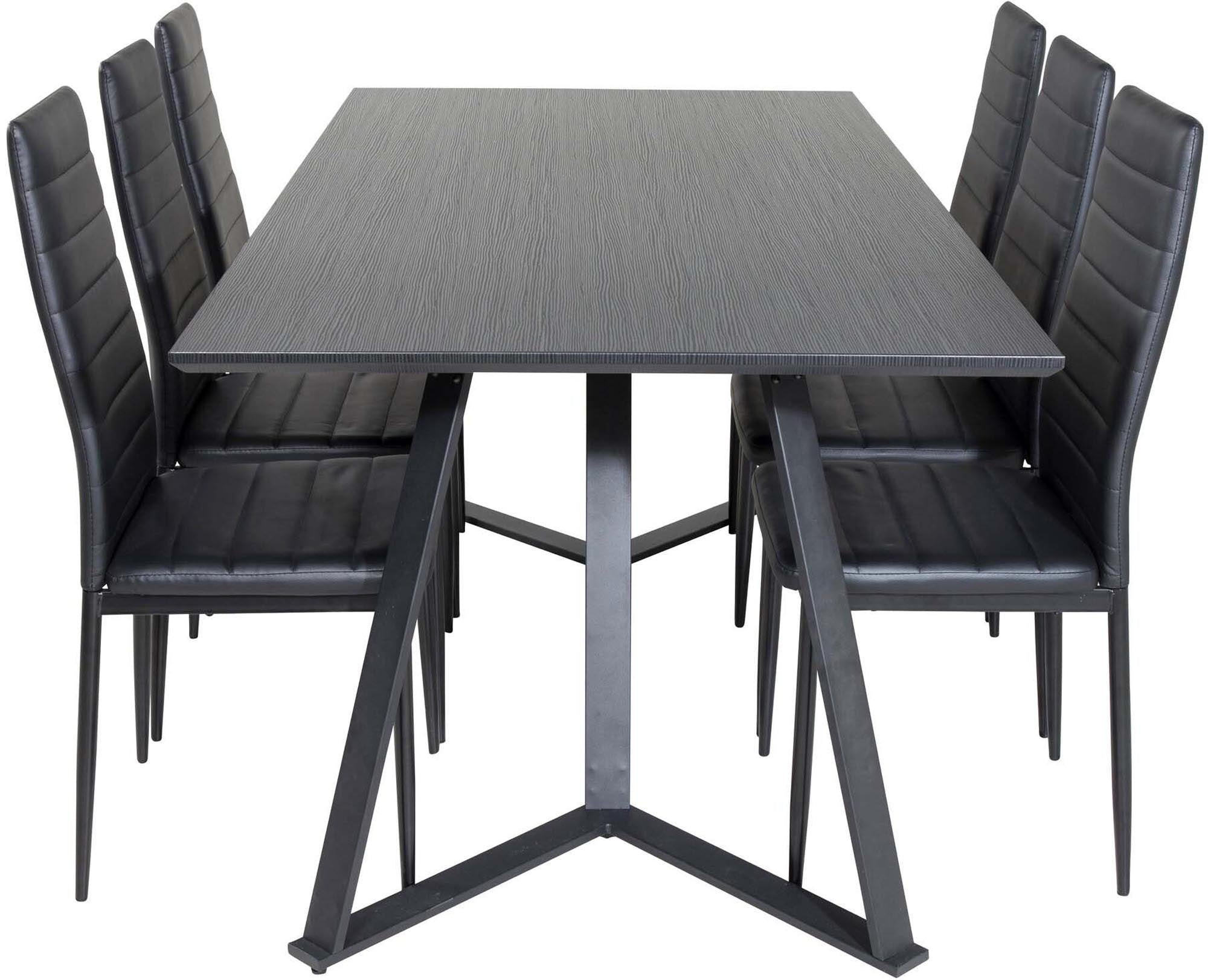 Marina Esszimmerset Slim 180cm/6St. in Schwarz präsentiert im Onlineshop von KAQTU Design AG. Esszimmerset ist von Venture Home