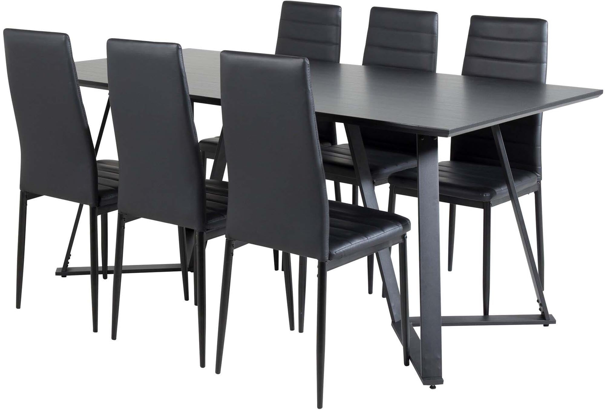 Marina Esszimmerset Slim 180cm/6St. in Schwarz präsentiert im Onlineshop von KAQTU Design AG. Esszimmerset ist von Venture Home