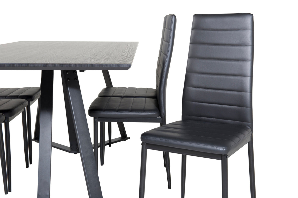 Marina Esszimmerset Slim 180cm/6St. in Schwarz präsentiert im Onlineshop von KAQTU Design AG. Esszimmerset ist von Venture Home