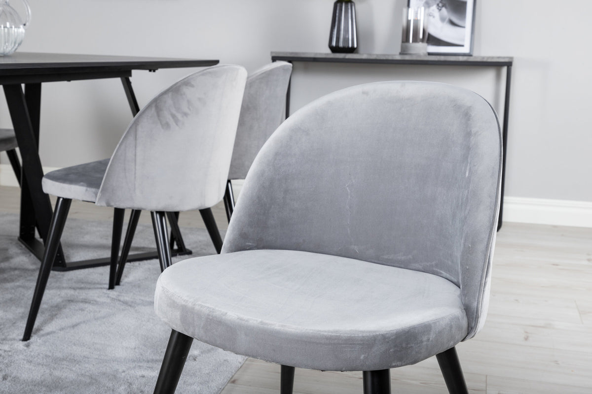 Marina Esszimmerset Velvet 180cm/6St. in Schwarz / Grau präsentiert im Onlineshop von KAQTU Design AG. Esszimmerset ist von Venture Home