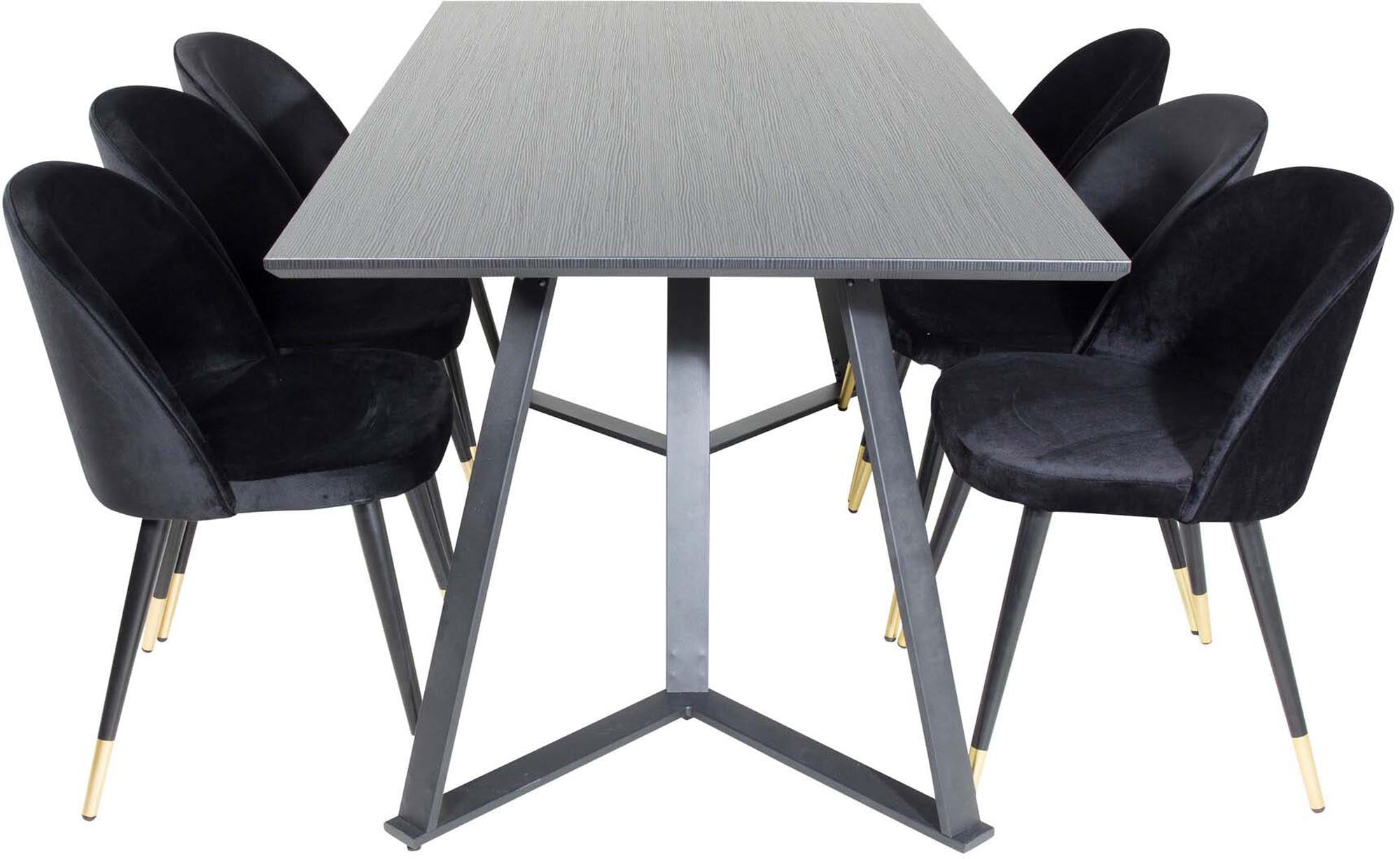 Entdecken Sie das Marina Esszimmerset Velvet von Venture Home: Ein elegantes 180 cm Set für bis zu 6 Personen, das Komfort und modernes Design vereint.