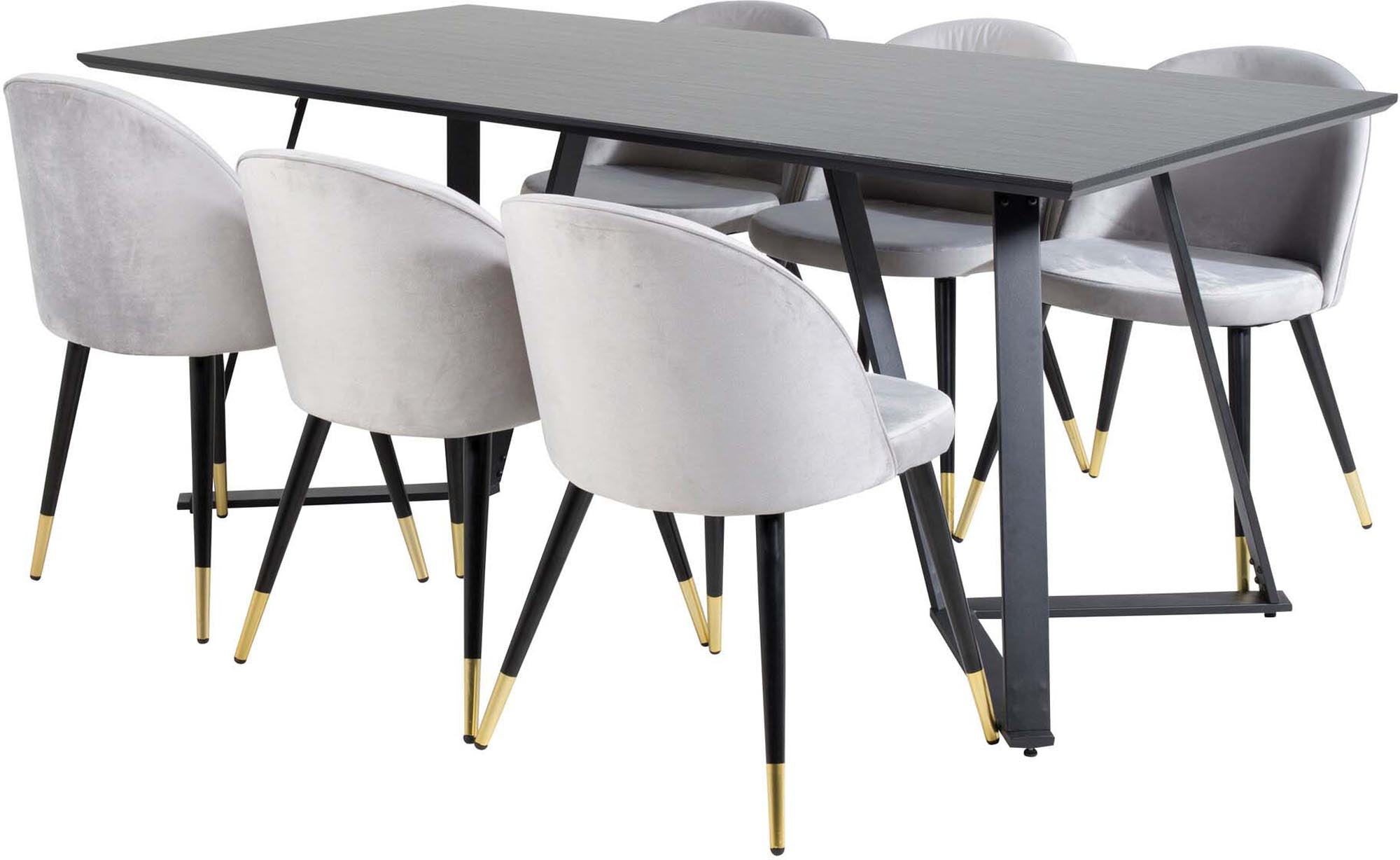 Marina Esszimmerset Velvet: Moderner Esstisch für 6 Personen mit luxuriösen Stühlen. Perfekt für festliche Anlässe und gemütliche Zusammenkünfte.