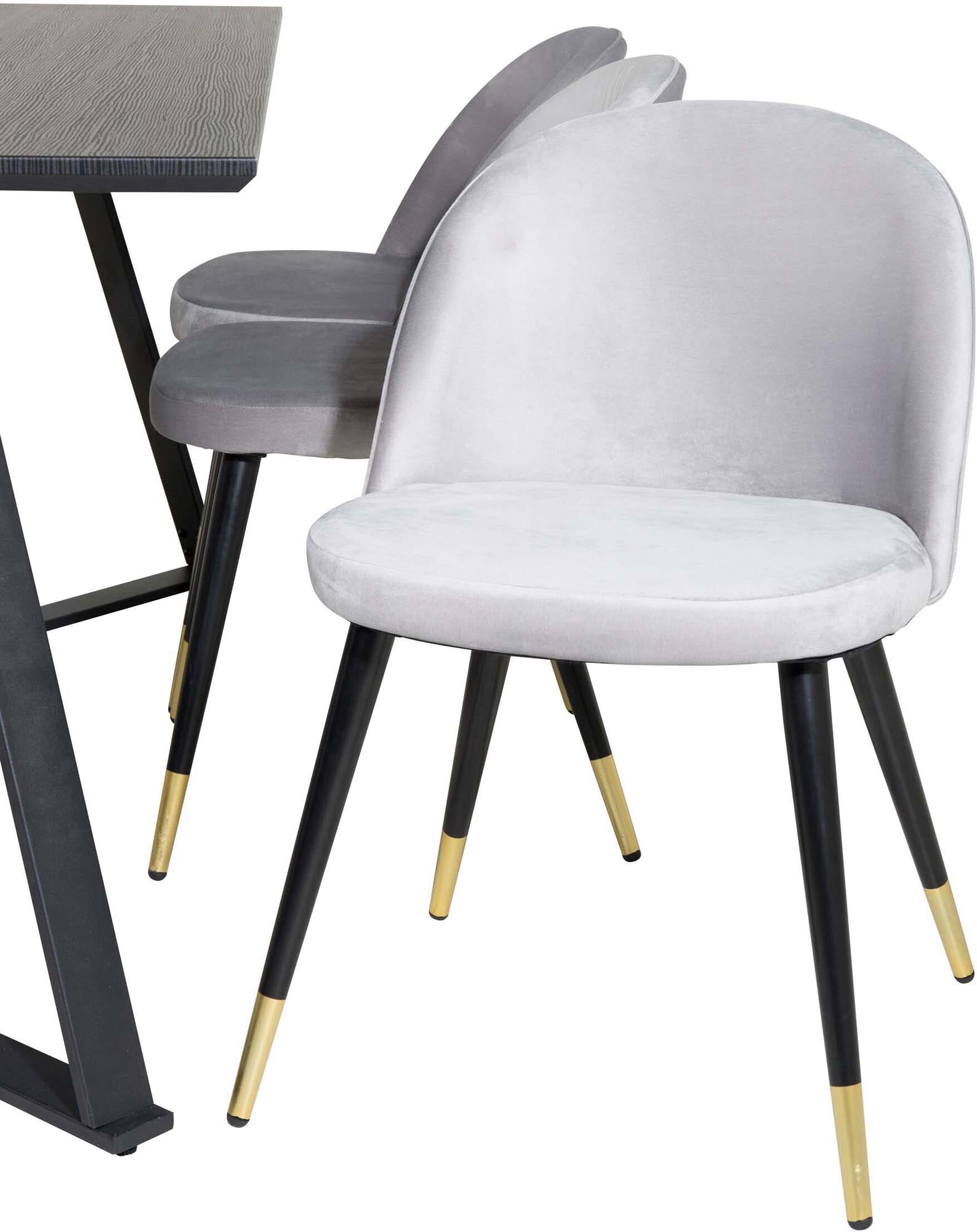 Marina Esszimmerset Velvet: Elegantes 180 cm Set für 6 Personen. Hochwertige Stühle mit samtiger Oberfläche für stilvolle Essmomente.