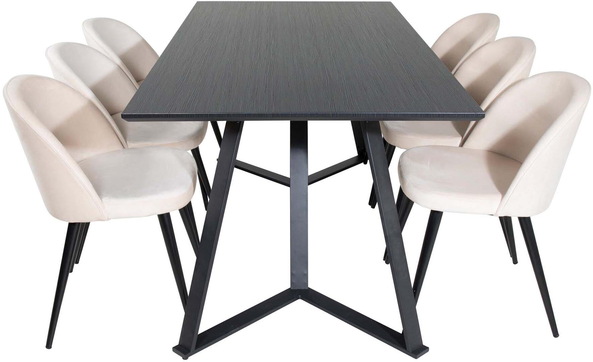 Erleben Sie Komfort und Eleganz mit dem Marina Esszimmerset Velvet 180cm/6St. von Venture Home – ideal für unvergessliche Momente mit Familie und Freunden.