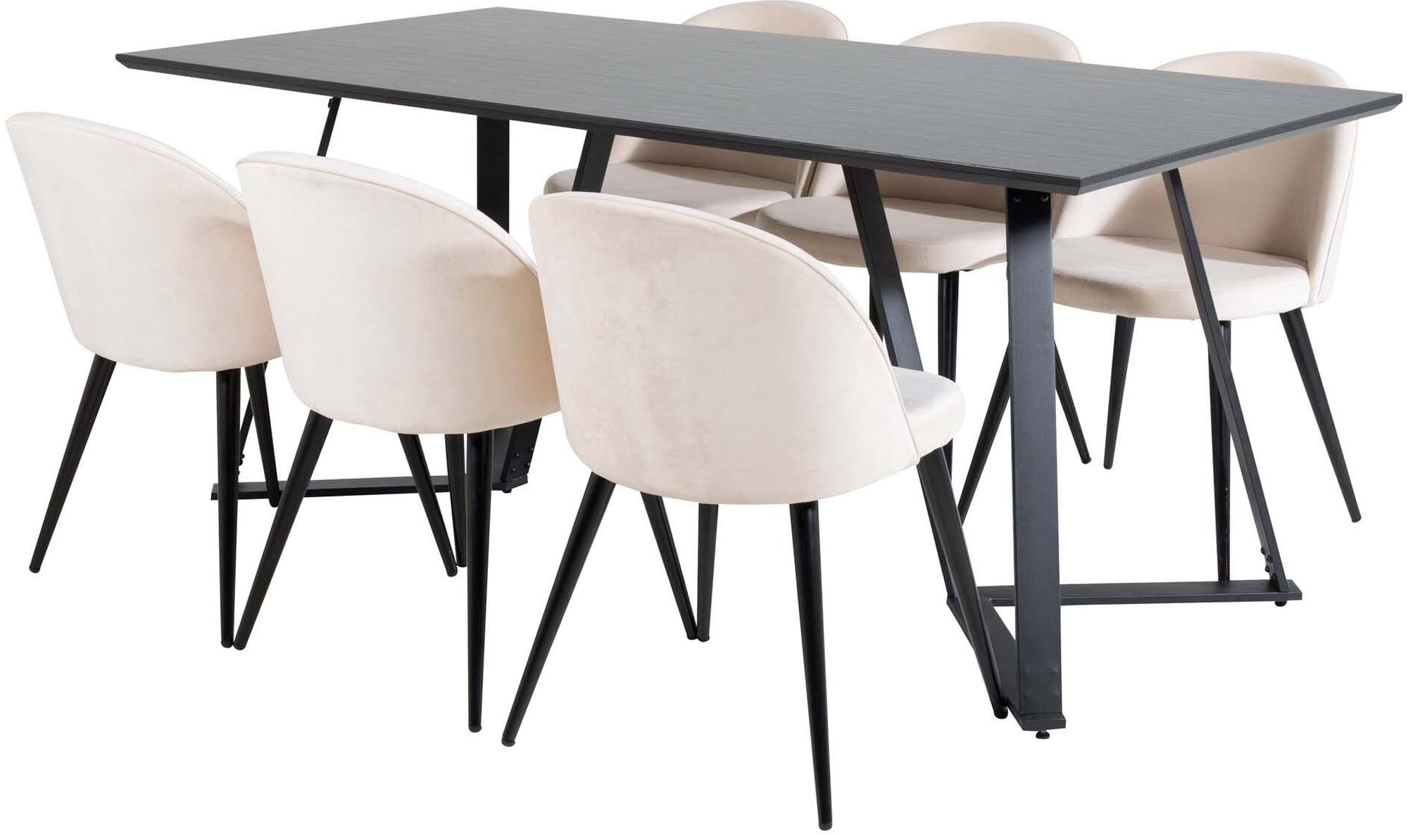 Entdecken Sie das stilvolle Marina Esszimmerset Velvet 180cm/6St. von Venture Home – ideal für gesellige Abende und festliche Anlässe.